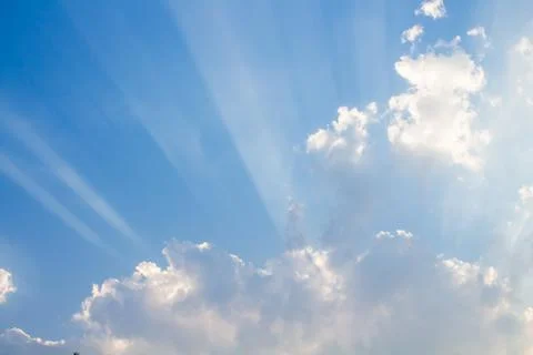 Sun beam on blue sky Stock Photos