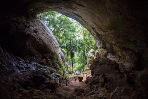 Sun beam in cave Stock Photos