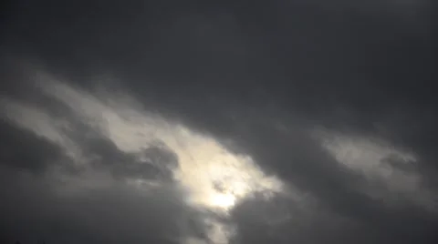 Sun beam in Dark Clouds and Sky before Thunderstorm. Stock Footage 62481713
