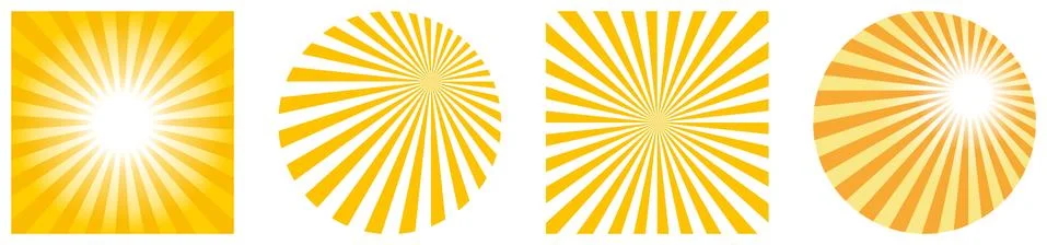 Sun Beam or Solar vector symbol in round and square design. Stock Illustration