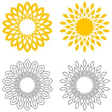 Sun Beam or Solar vector symbol in rose or sunflower design. Stock Illustration