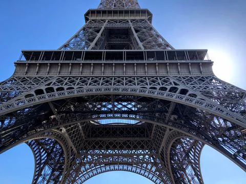 The sun beaming down at the tower Stock Photos