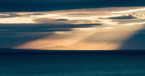 Sun beams and the ocean Stock Footage 88070653