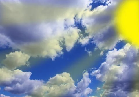 Sun beams in the cloudy sky Illustrazione stock