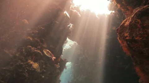 Sun beams inside the cave Stock Footage 22643197