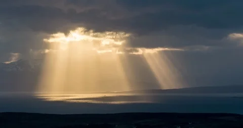 Sun beams over the sea Stock Footage 88074284