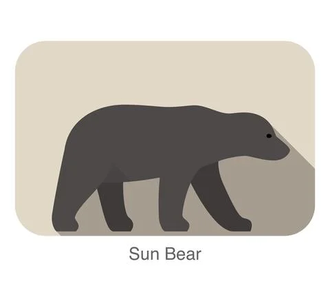 Sun bear walking side flat 3D icon design, vector illustration Stock Illustration