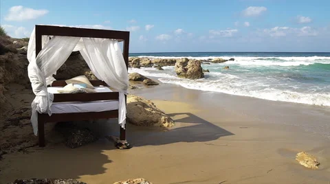 Sun bed by the sea. Stock Footage 68201192