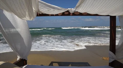 Sun bed by the sea. Stock Footage 68201504