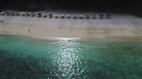 Sun beds on the beach Stock Footage 147622515