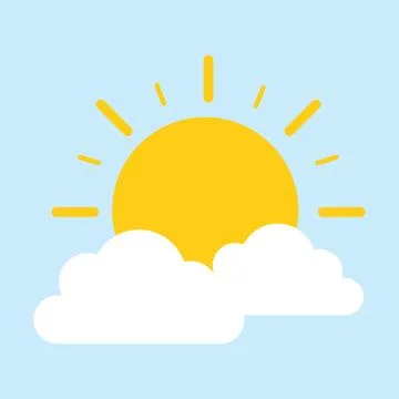 Sun Behind Cloud On The Blue Sky Vector Illustration Illustrazione stock