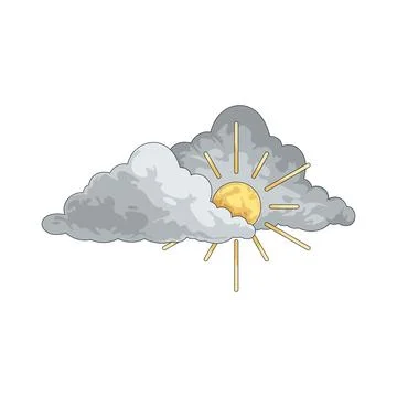 Sun behind cloud illustration Stock Illustration