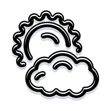 Sun behind cloud weather forecast outline icon Stock Illustration