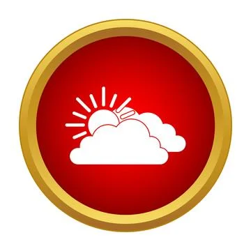 Sun behind cloud weather forecast icon symbol Stock Illustration