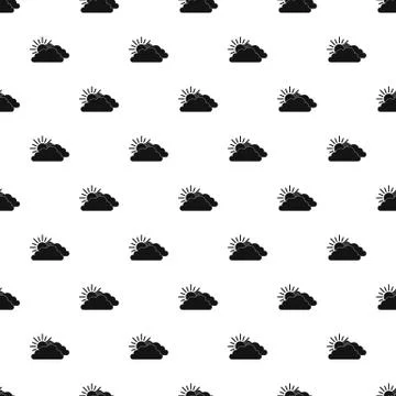 Sun behind clouds pattern, simple style Stock Illustration