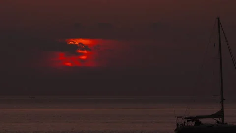 Sun behind the clouds, sea sunset Stock Footage 272485629