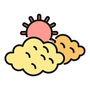 Sun behind clouds weather forecast icon graphic Stock Illustration