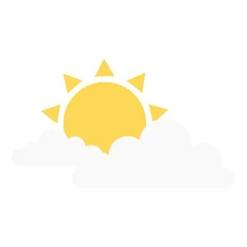 Sun Behind Clouds Weather Vector Icon Stock Illustration