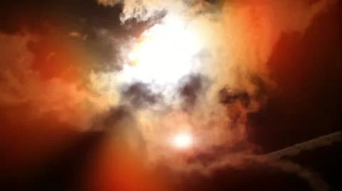 Sun behind dark cloud Stock Footage 10878443