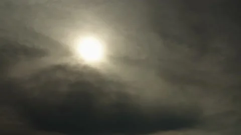 Sun Behind Dark Dramatic Clouds Time Lapse Stock-Footage 137315762
