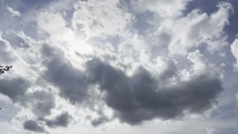 Sun Behind Dramatic Dark Clouds Wide View Stock Footage 345515152