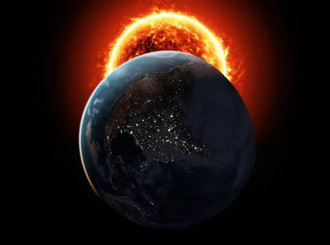 Sun behind the Earth Stock Illustration
