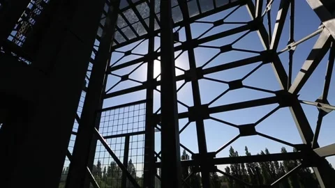 Sun behind a metal structure  Stock Footage 133751417