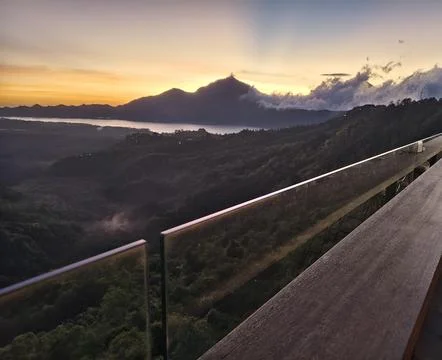 Sun behind the mountain 스톡 사진