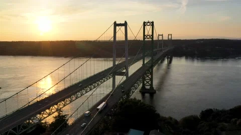 Sun behind the Narrows Bridge Stock Footage 159523889