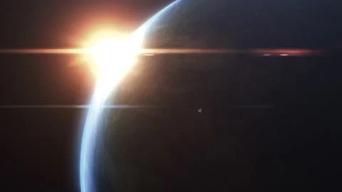 Sun Behind Planet Earth Stock Footage 138311504