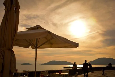 The sun behind soft clouds Foto stock