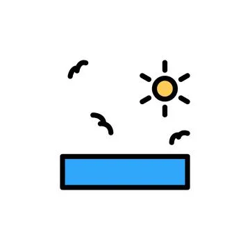 Sun, birds, ocean icon. Simple color with outline vector elements of saving 스톡 일러스트