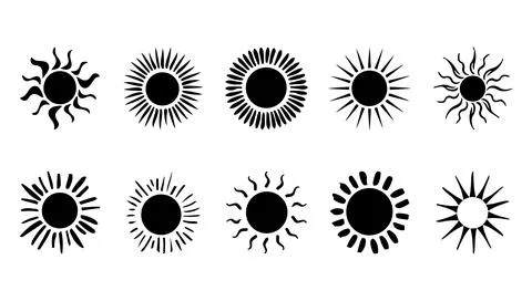 Sun black icon element vector collection. Illustration element abstract sym.. Stock Illustration