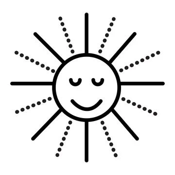 Sun black line vector Stock Illustration