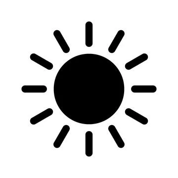 Sun black vector icon on white background Stock Illustration