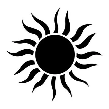 Sun black vector icon on white background Stock Illustration