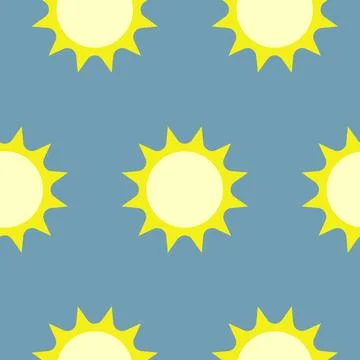 Sun on a blue background, seamless pattern, vector. Illustrazione stock
