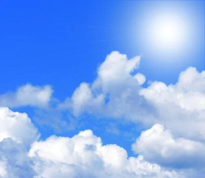 Sun in a blue cloudy sky Foto stock