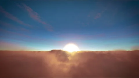 Sun on the blue sky above moving clouds Video stock 244389823