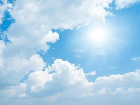 Sun on blue sky. Stock Photos