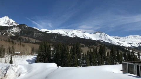 Sun Blue Sky Snow Pine Tree Stock Footage 156940501