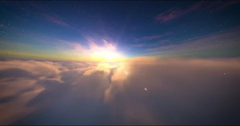 Sun on the blue starry sky above moving clouds 스톡 동영상 303818931