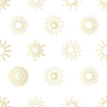 Sun boho pattern. Art deco golden shine. Minimal line beam or sunburst, retro 스톡 일러스트