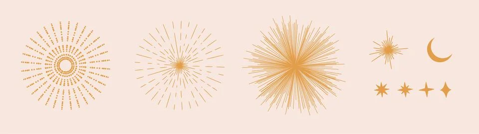 Sun in boho style Stock Illustration