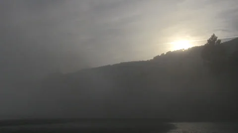 Sun breaking though fog 스톡 동영상 36638127