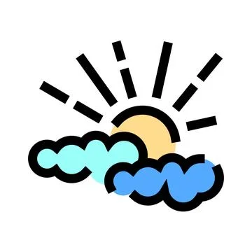 Sun breaking through clouds weather forecast icon Stock Illustration