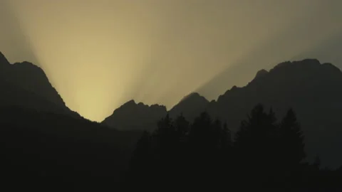 The sun breaks through the Mountains speedramp Stock Footage 220017759