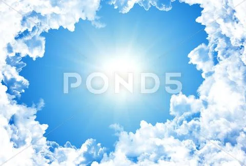Sun in bright blue sky Stock Illustration