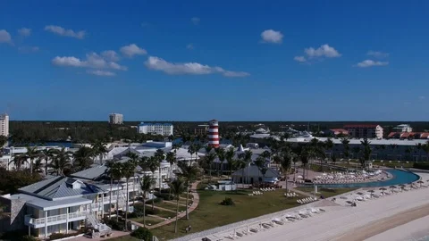 Sun Bright Shine Palm Tree Grand Lucayan Lucaya Strip Freeport Bahamas Stock Footage 88683486