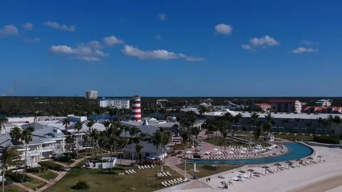 Sun Bright Shine Palm Tree Grand Lucayan Lucaya Strip Freeport Bahamas Stock Footage 88683583